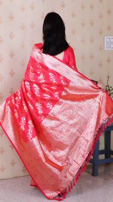 Soft silk banarasi jaal meenakari zari woven saree 4