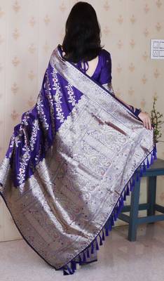 Soft silk banarasi jaal meenakari zari woven saree 3