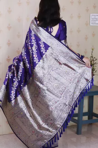 Soft silk banarasi jaal meenakari zari woven saree