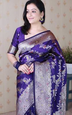 Soft silk banarasi jaal meenakari zari woven saree 5