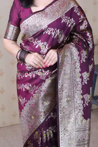 Soft silk banarasi jaal meenakari zari woven saree
