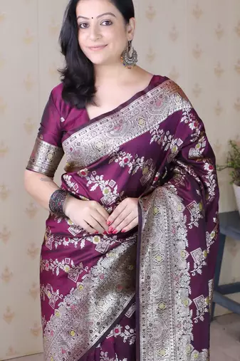 Soft silk banarasi jaal meenakari zari woven saree