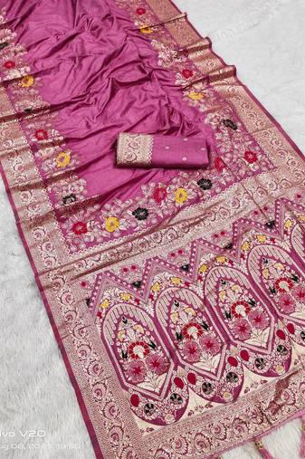 Pink Color Designer Soft Dola Silk Saree