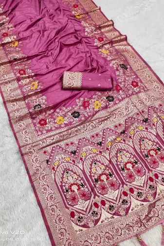 Pink Color Designer Soft Dola Silk Saree