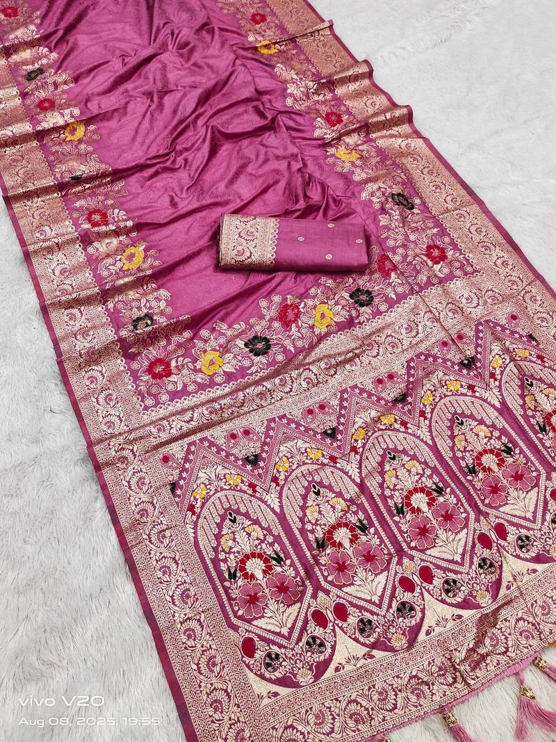 Pink Color Designer Soft Dola Silk Saree