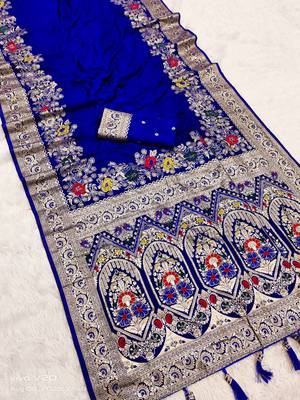 Navy Blue Color Designer Soft Dola Silk Saree 1
