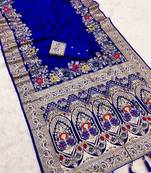 Navy Blue Color Designer Soft Dola Silk Saree