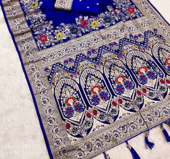 Navy Blue Color Designer Soft Dola Silk Saree 2