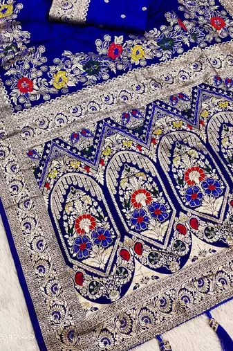 Navy Blue Color Designer Soft Dola Silk Saree