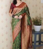 Soft silk banarasi zigzag meenakari zari woven saree