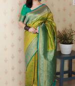Soft silk banarasi zigzag meenakari zari woven saree