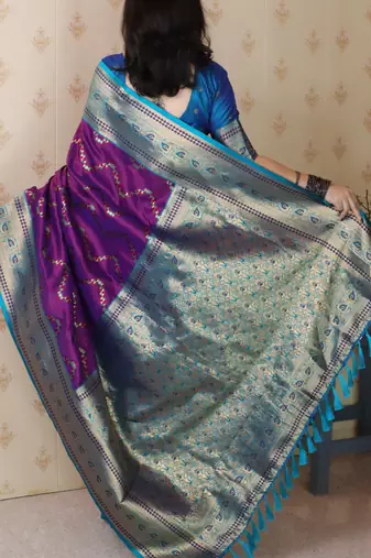 Soft silk banarasi zigzag meenakari zari woven saree