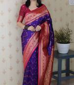 Soft silk banarasi zigzag meenakari zari woven saree