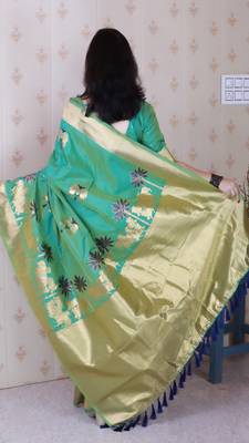 Soft silk saree with kamdhenu weaves zari woven saree 4