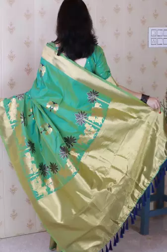 Soft silk saree with kamdhenu weaves zari woven saree