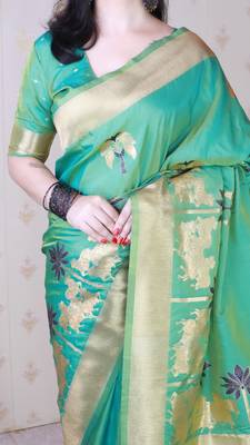 Soft silk saree with kamdhenu weaves zari woven saree 5
