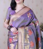 Soft silk saree with kamdhenu weaves zari woven saree