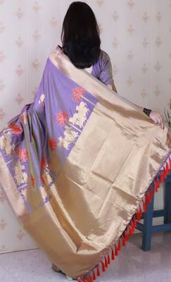 Soft silk saree with kamdhenu weaves zari woven saree 3