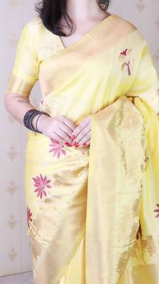 Soft silk saree with kamdhenu weaves zari woven saree 4