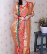 Soft silk saree with kamdhenu weaves zari woven saree