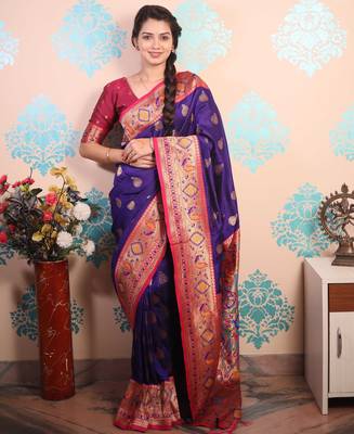 Zari woven peacock paithani silk saree 1