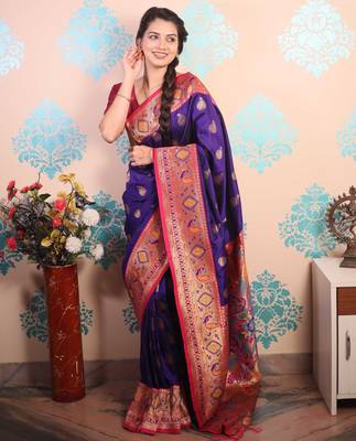 Zari woven peacock paithani silk saree 2