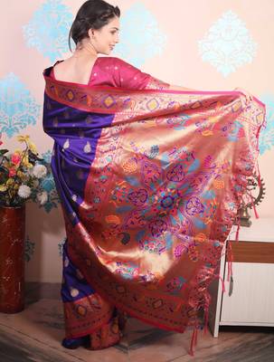 Zari woven peacock paithani silk saree 5