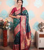 Zari woven peacock paithani silk saree