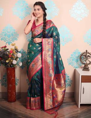 Zari woven peacock paithani silk saree 2