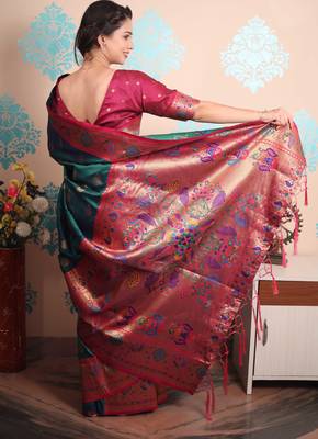 Zari woven peacock paithani silk saree 5