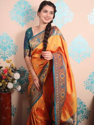 Zari woven peacock paithani silk saree 2