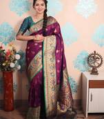 Zari woven peacock paithani silk saree
