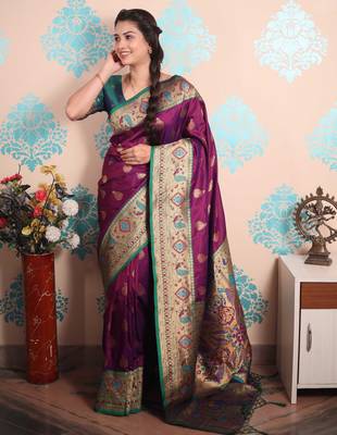 Zari woven peacock paithani silk saree 2