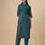 Green color art silk mandarin neck kurti