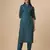 Green color art silk mandarin neck kurti