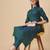 Green color art silk mandarin neck kurti