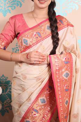 Zari woven peacock paithani silk saree 4