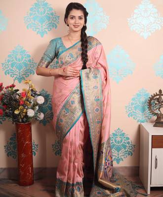 Zari woven peacock paithani silk saree 1