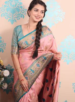 Zari woven peacock paithani silk saree 3
