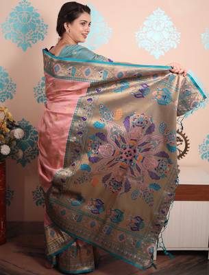 Zari woven peacock paithani silk saree 5