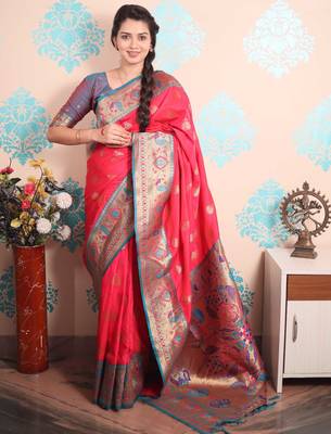 Zari woven peacock paithani silk saree 1