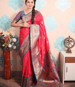 Zari woven peacock paithani silk saree