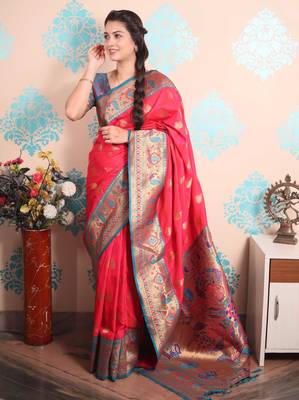 Zari woven peacock paithani silk saree 2