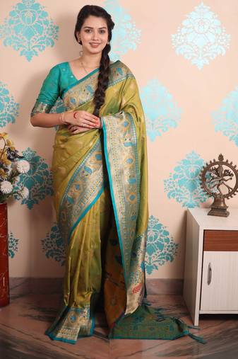 Zari woven peacock paithani silk saree