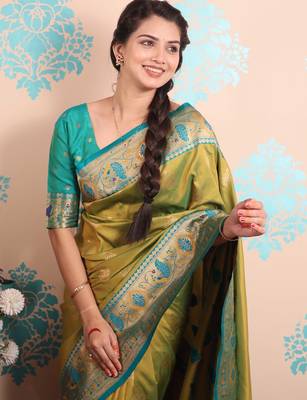 Zari woven peacock paithani silk saree 3