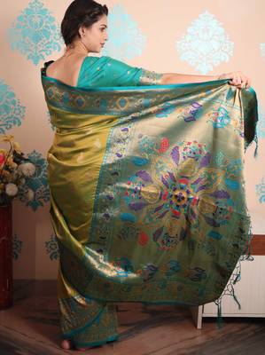 Zari woven peacock paithani silk saree 5