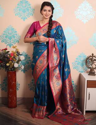 Zari woven peacock paithani silk saree 1