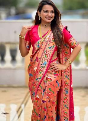 Rani Pink Color Heavy Traditional Paithani Silk Saree 1