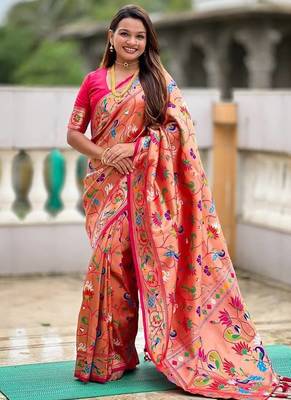 Rani Pink Color Heavy Traditional Paithani Silk Saree 2