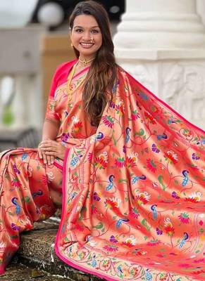 Rani Pink Color Heavy Traditional Paithani Silk Saree 4